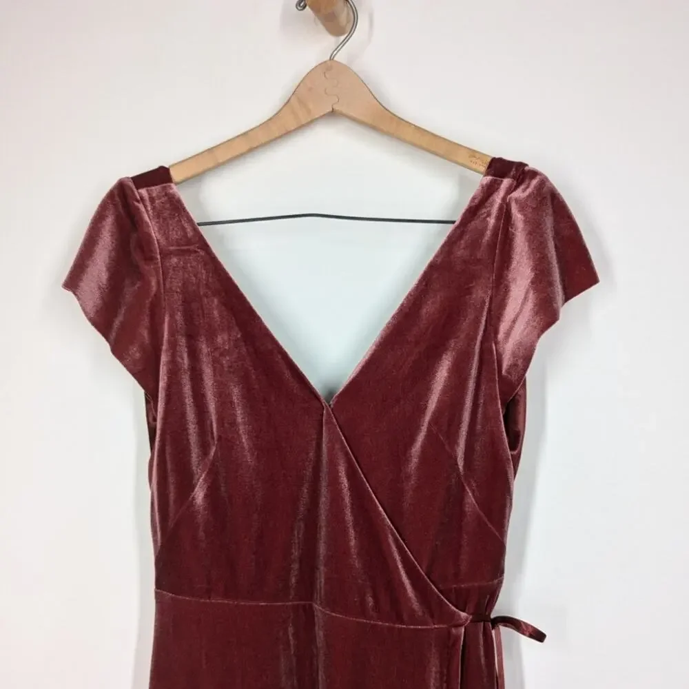 Jenny Yoo Marin Velvet V-Neck Maxi Dress Wrap Gown Size 6 Women's Preowned - Picture 3 of 11